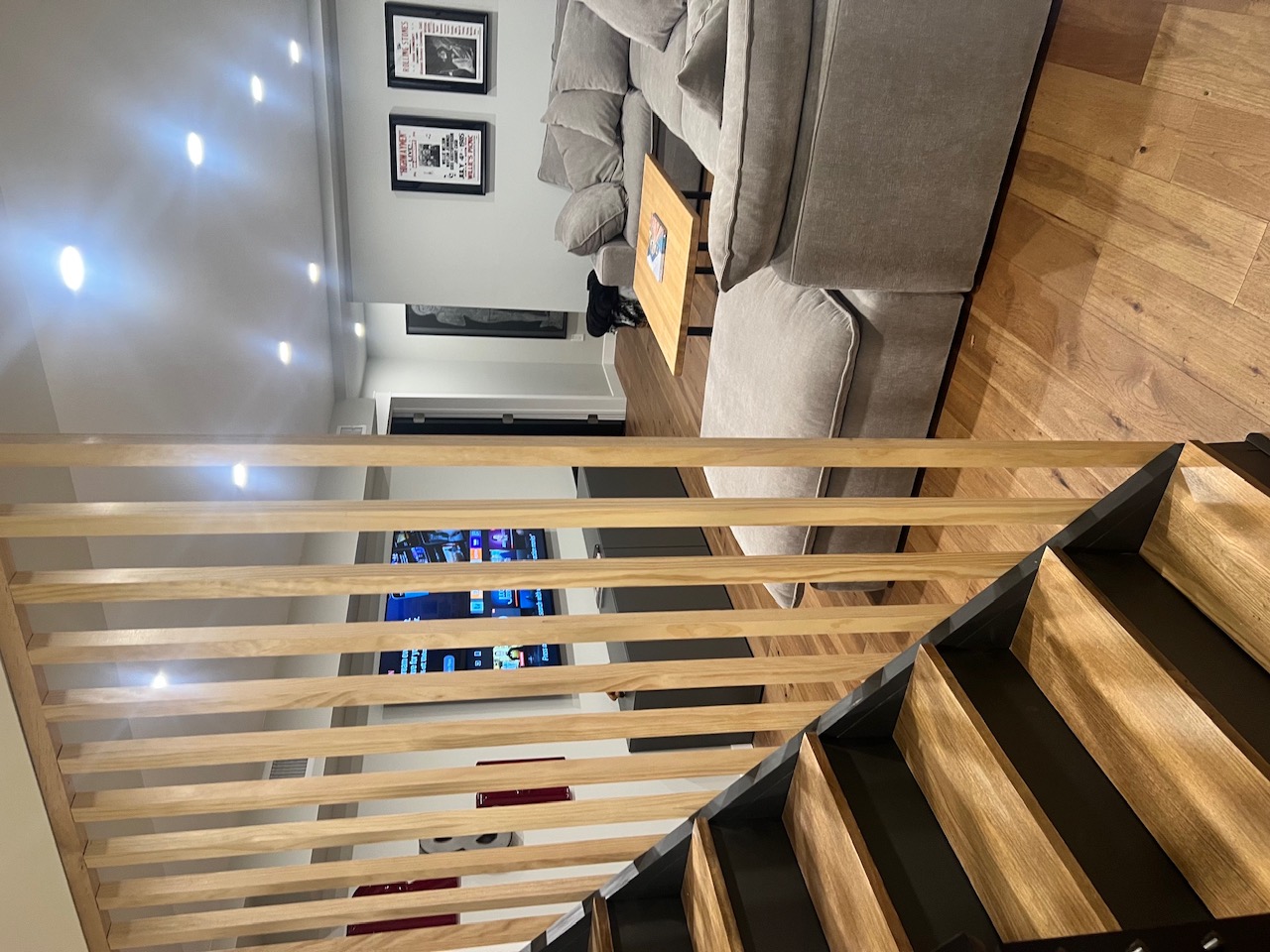Staircase and lower living area