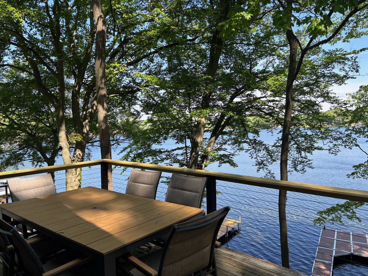 Upper deck with lake views